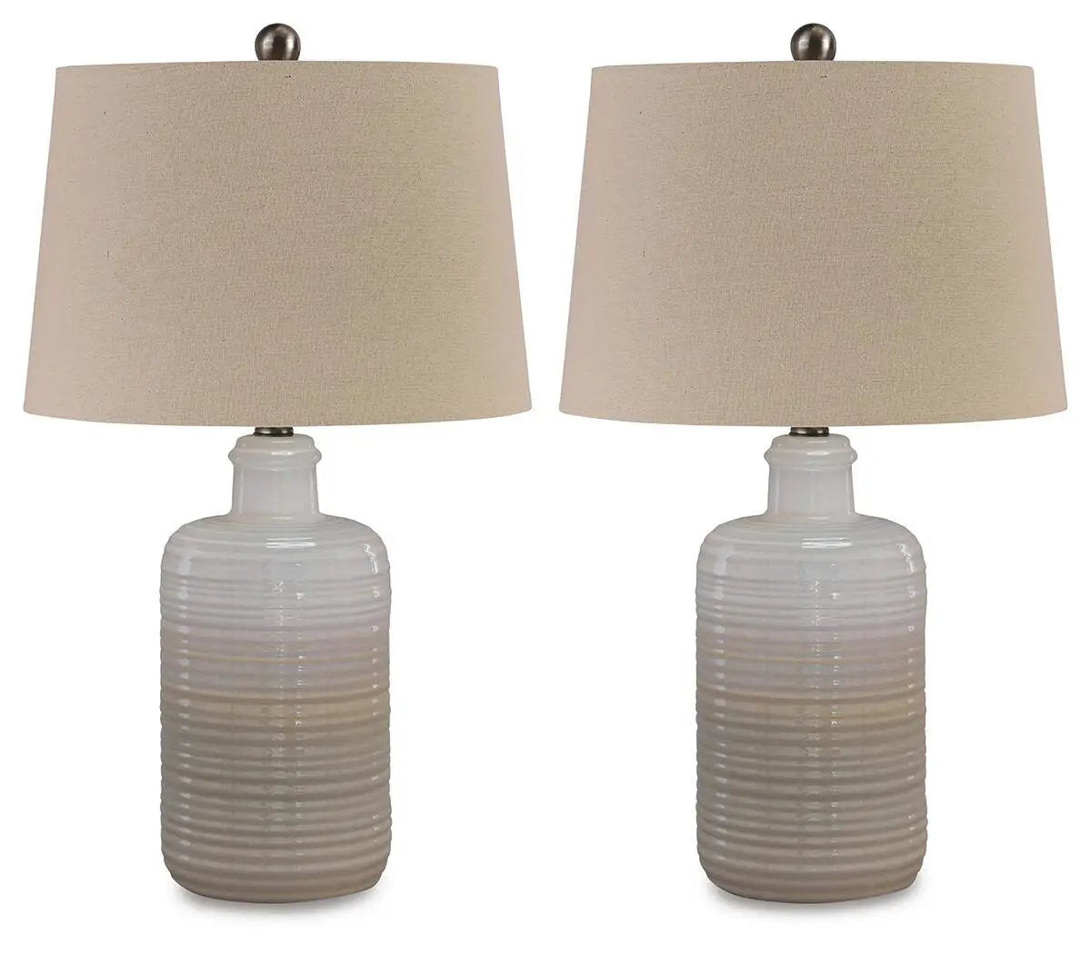 Marnina Ceramic Table Lamp Set of 2 Taupe White