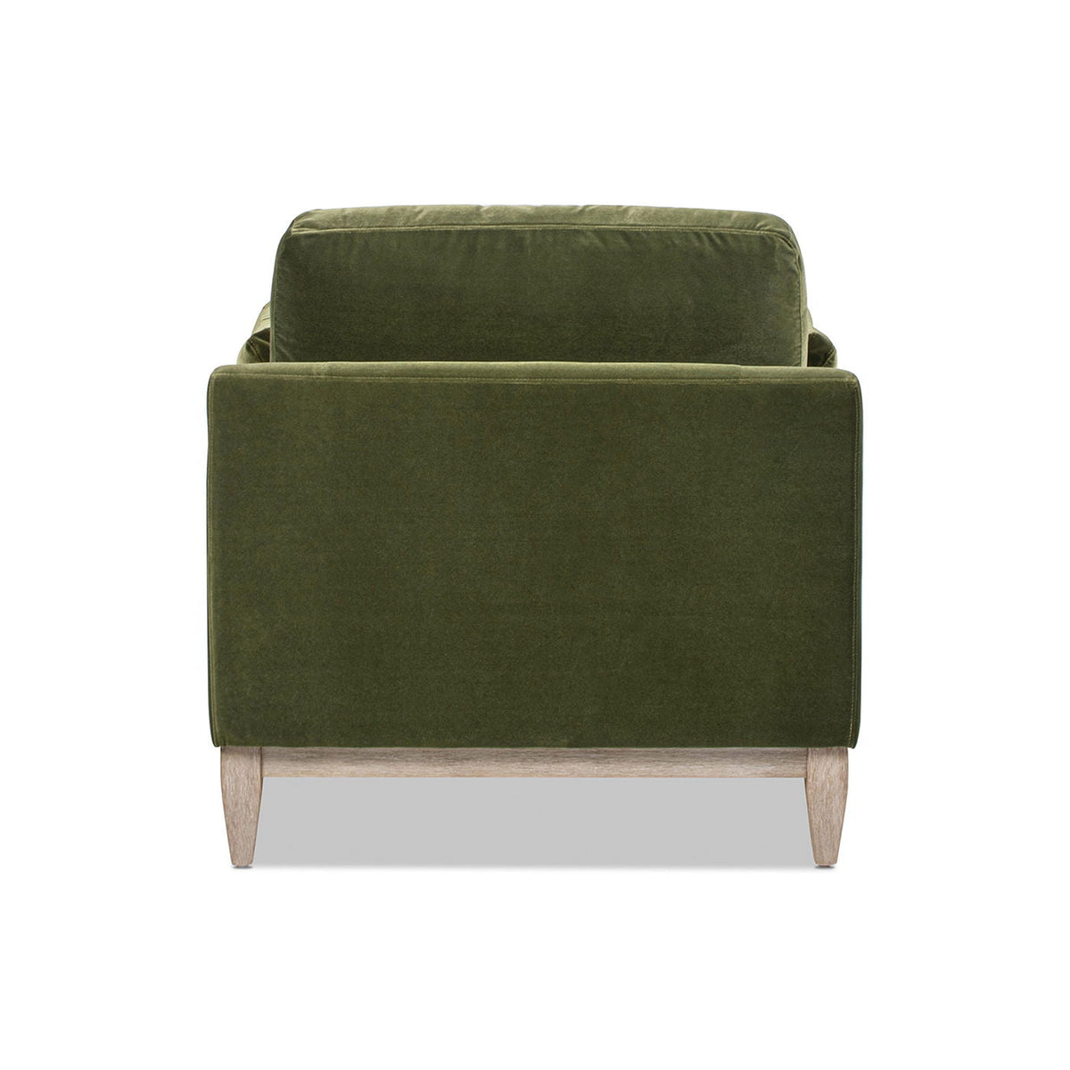 Olive green velvet modern farmhouse chaise lounge chair by HouseOfZazla with rubberwood base on Tampa Home & Garden Store