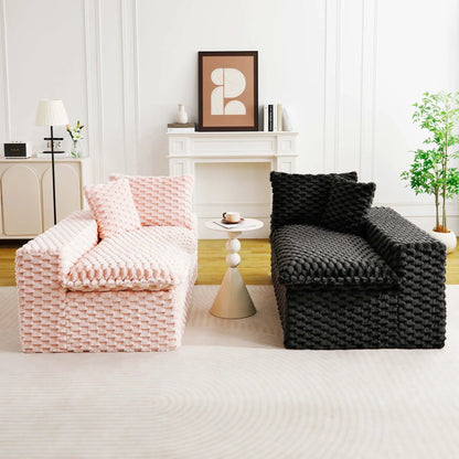 Multifunctional pink and black sofa set with chunky knit upholstery, seats 4, living room on Tampa Home & Garden Store