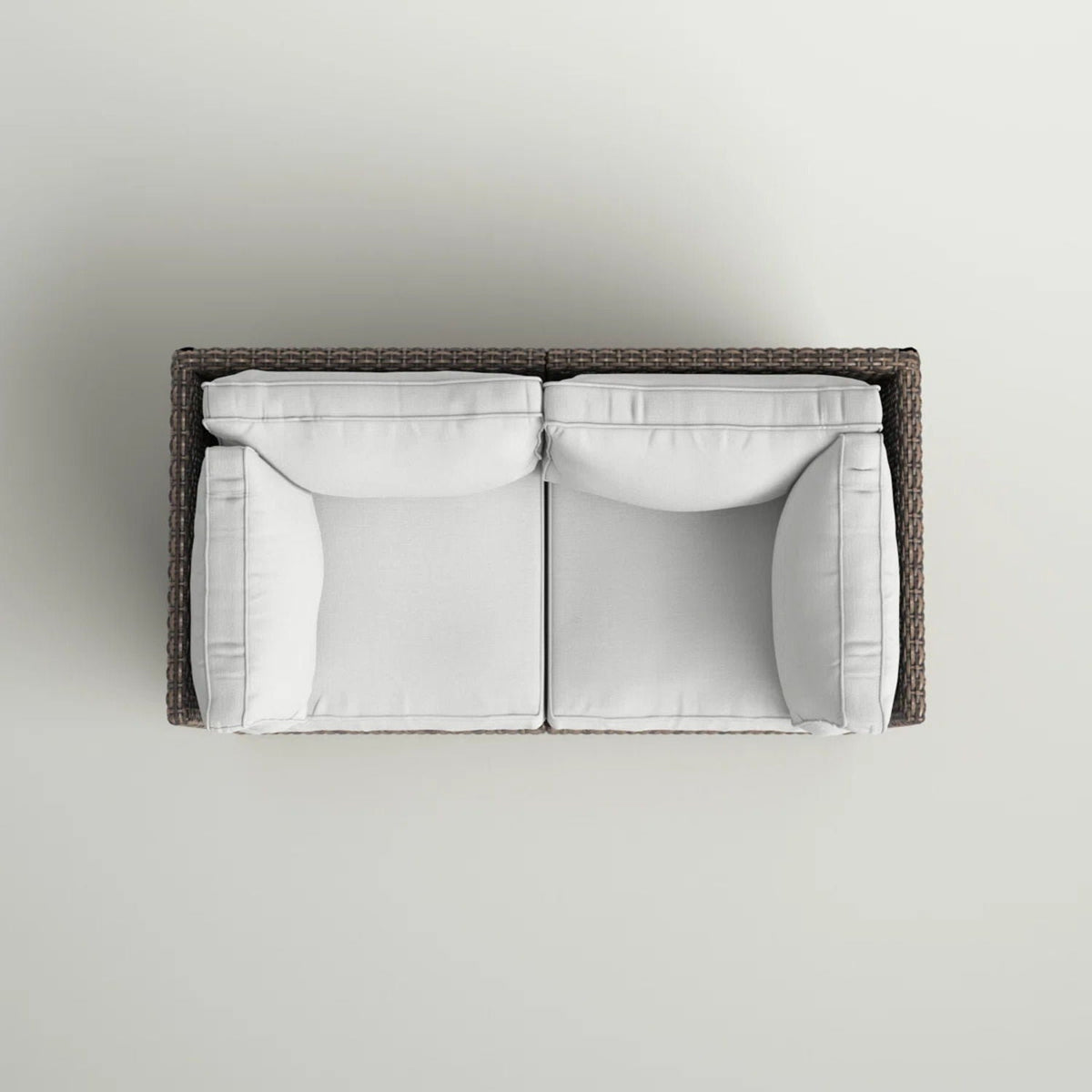 Modern Patio Wicker Loveseat with Cushions dark brown frame, white cushions HouseOfZazla on Tampa Home & Garden Store