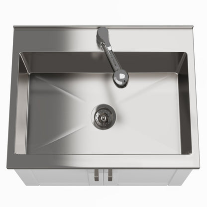 White laundry cabinet with stainless steel sink and chrome faucet by HouseOfZazla on Tampa Home & Garden Store