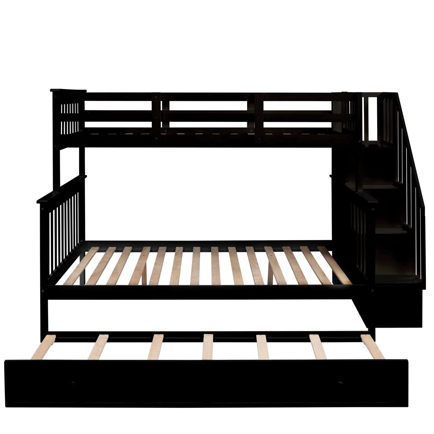 Bunk Bed with Twin Size Trundle and Guard Rail