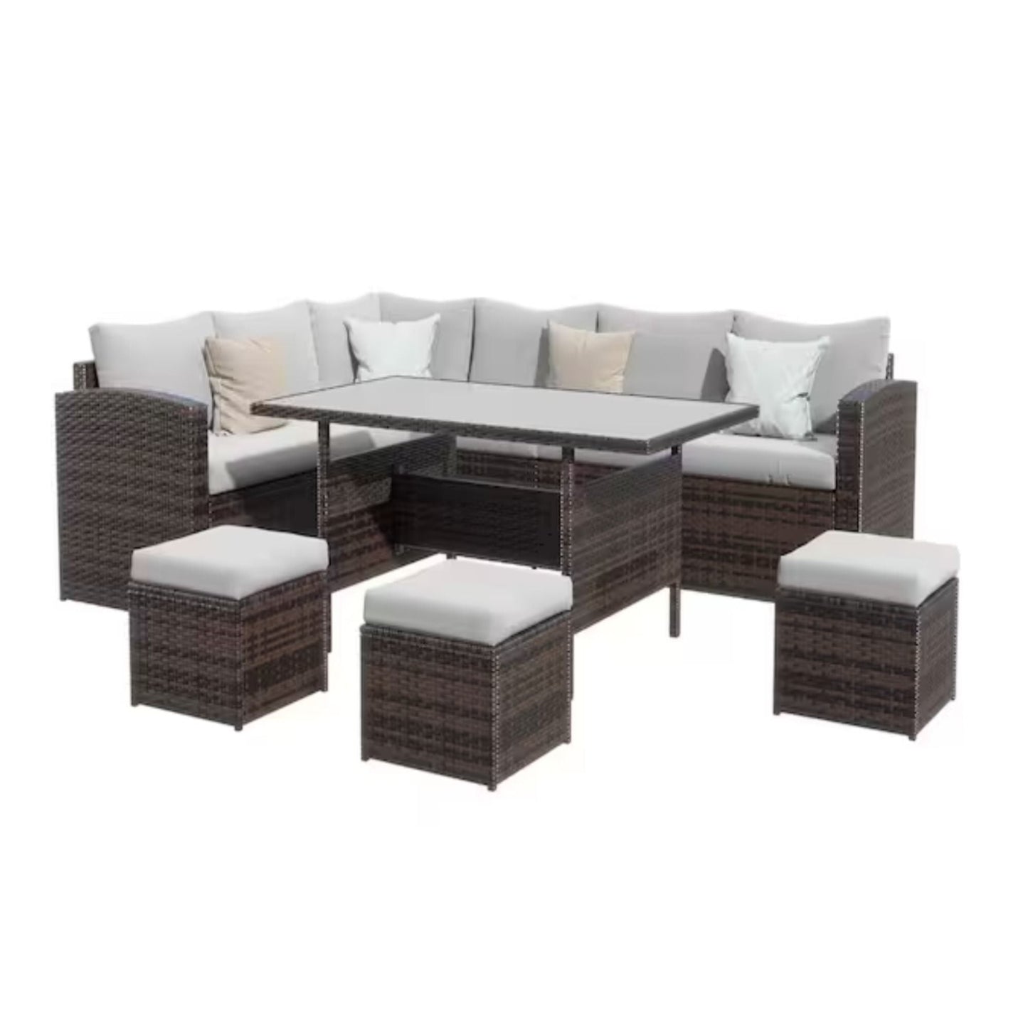 7 Piece Patio Dining Set With Cushions and Table