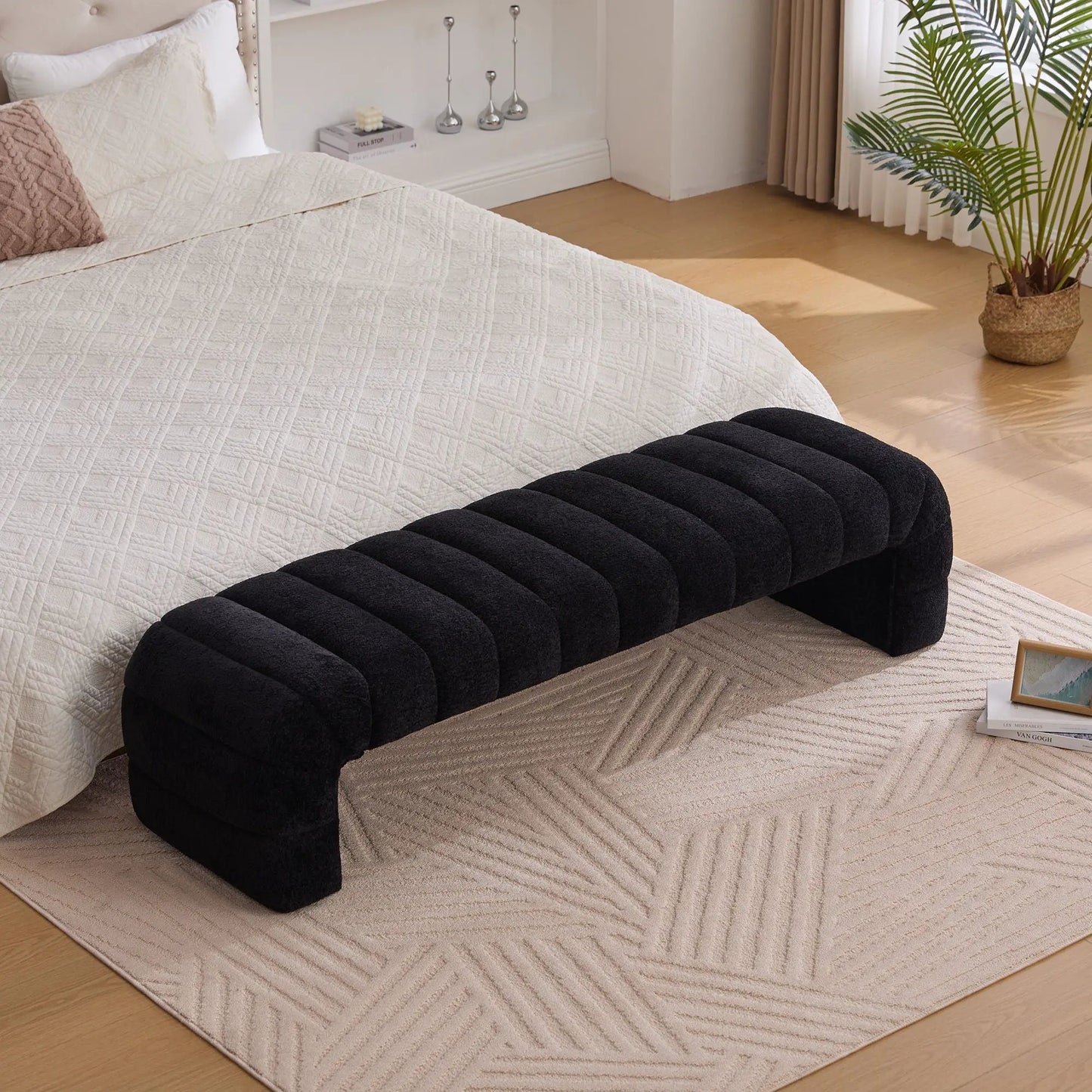 Modern Upholstered Bed Bench with Channel Tufted