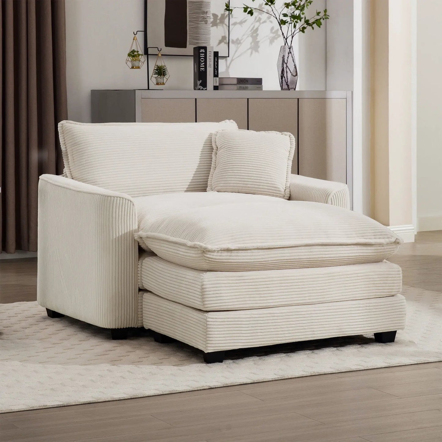 Classic Modern Comfortable Chair With Footstool