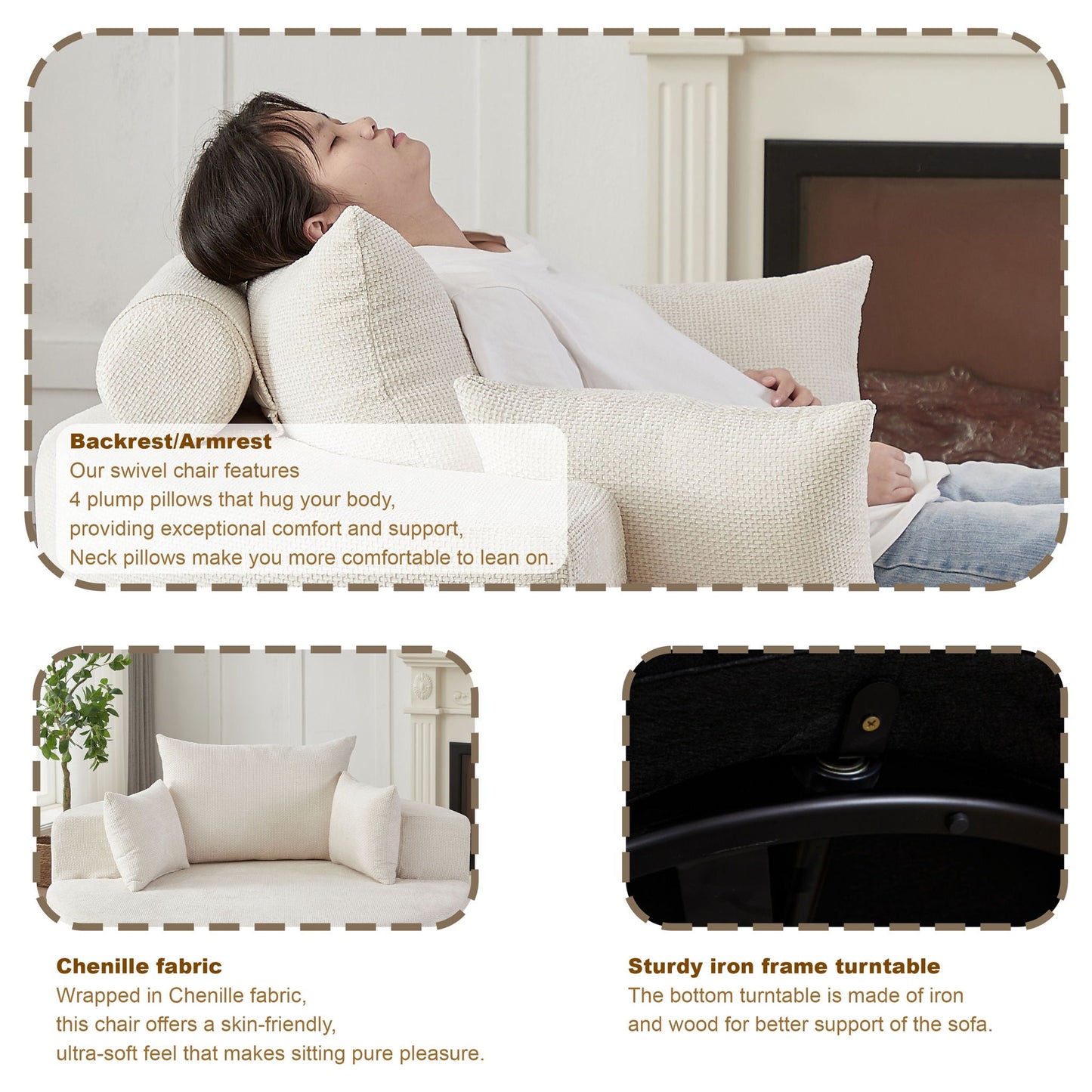 Modern Single Sofa and Swivel Sleeper Chair