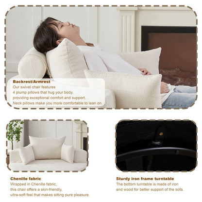 Modern Single Sofa and Swivel Sleeper Chair