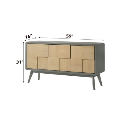 Blayde Server with Ample Storage natural wood doors and gray steel frame on Tampa Home & Garden Store