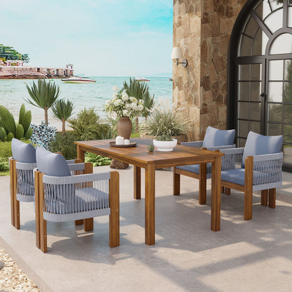 Luxury 5 Piece Acacia Wood Patio Dining Set for 4