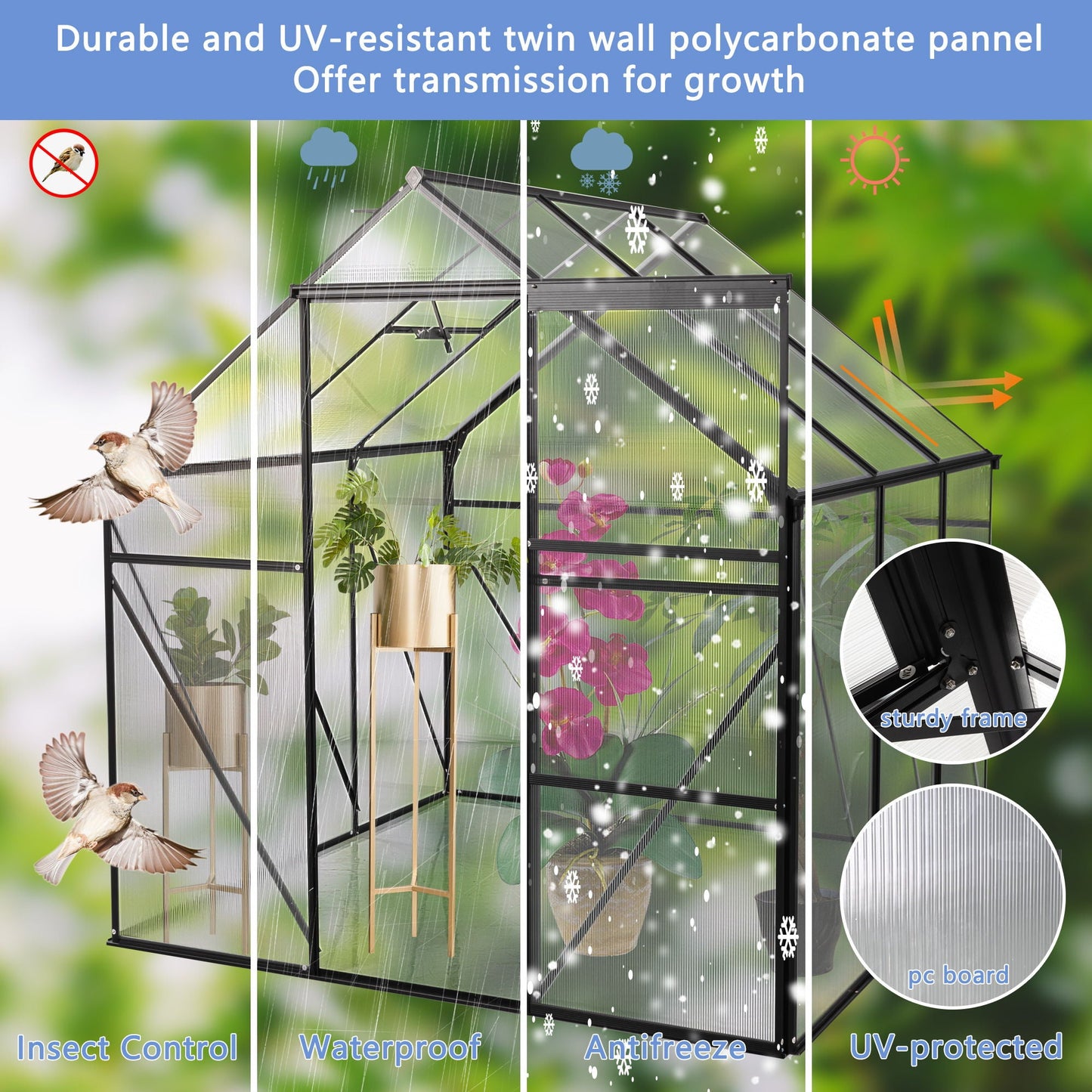 Outdoor Polycarbonate House and Raised Metal Base