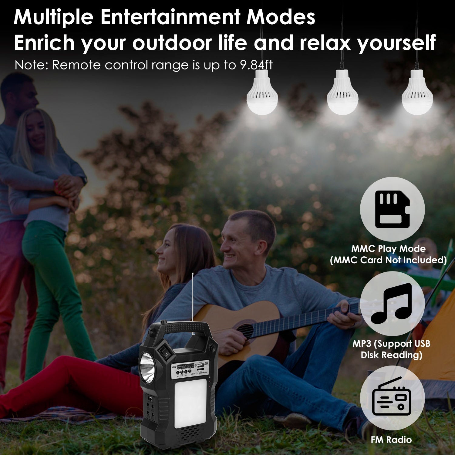 GemGear portable solar power station with built-in flashlight and FM radio for camping on Tampa Home & Garden Store