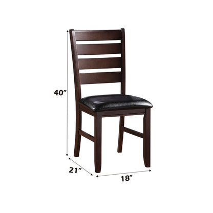 Urbana faux leather side chair set of 2 in dark brown wood with black seat HouseOfZazla on Tampa Home & Garden Store