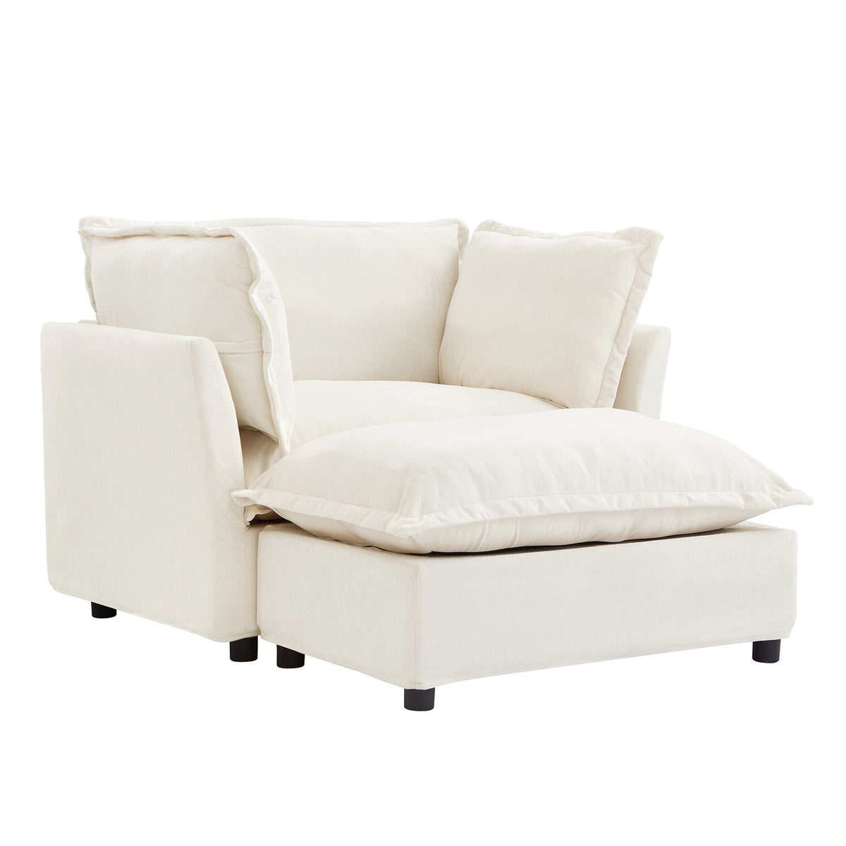 Modern Fabric Armchair with a Movable Ottoman