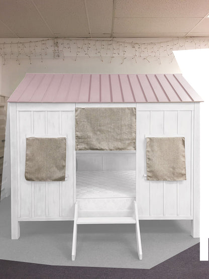 Spring full canopy bed in white with pink roof canopy HouseOfZazla on Tampa Home & Garden Store