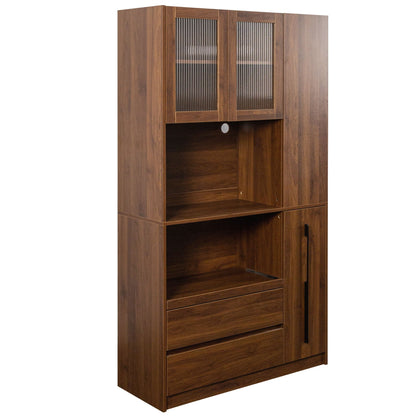 Tall Kitchen Pantry Cabinet and Microwave Stand