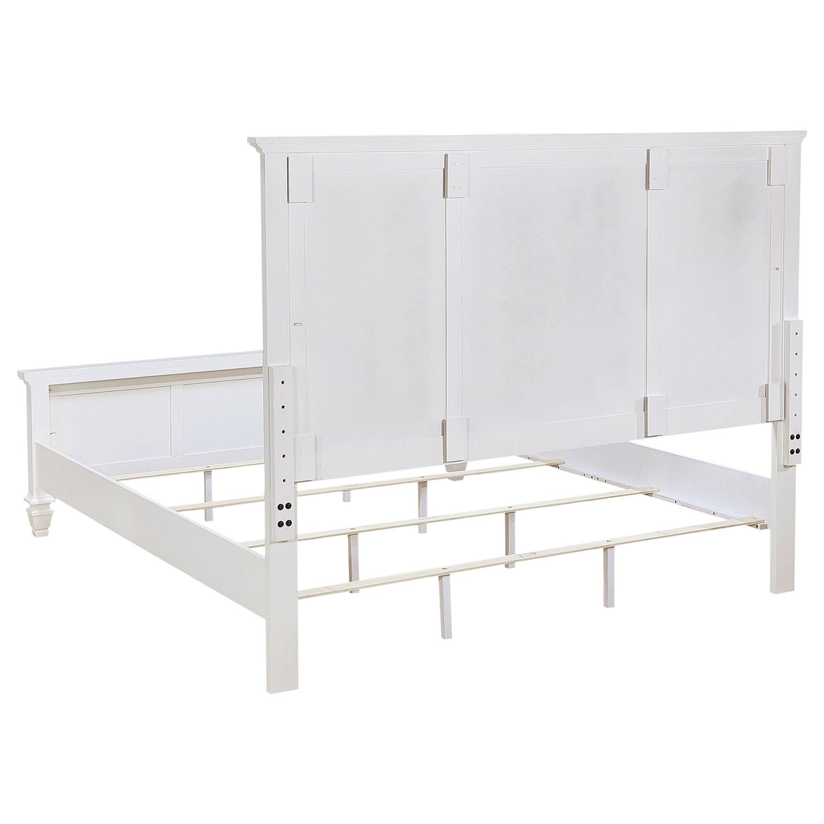 Chelema Eastern King Panel Bed cream white by HouseOfZazla, bed frame with headboard panels on Tampa Home & Garden Store