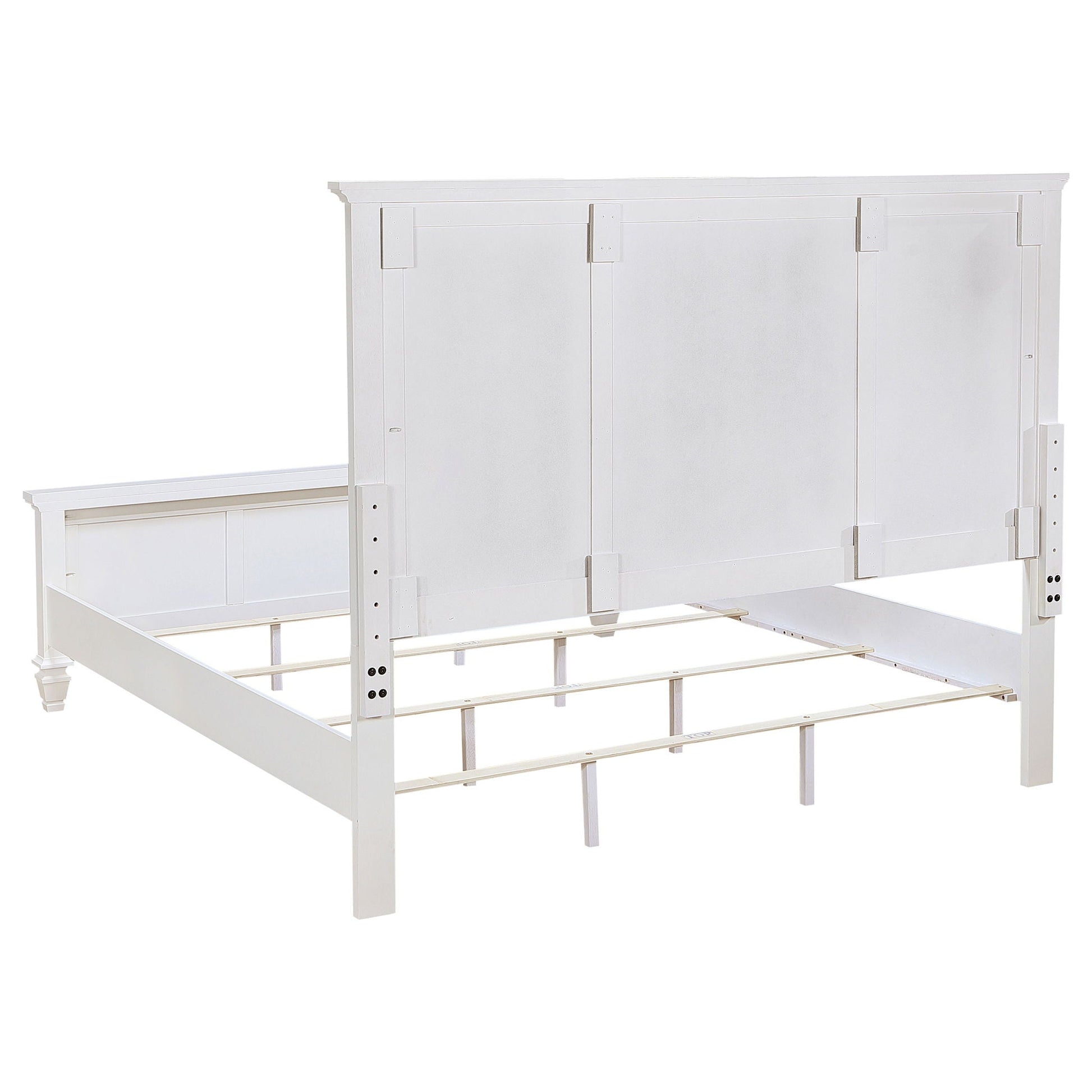 Chelema Eastern King Panel Bed cream white by HouseOfZazla, bed frame with headboard panels on Tampa Home & Garden Store
