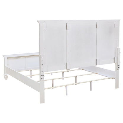 Chelema Eastern King Panel Bed cream white by HouseOfZazla, bed frame with headboard panels on Tampa Home & Garden Store