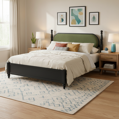 Modern King Bed Frame With Solid Wood Slats