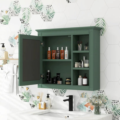 Wall Mounted Cabinet With Mirror and Open Shelves