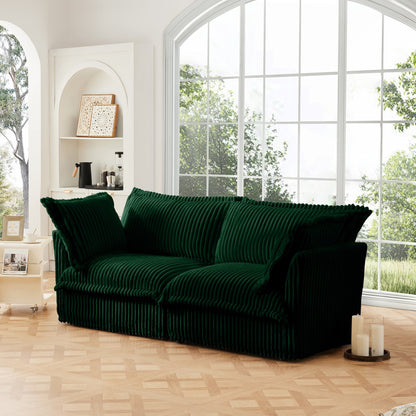 Modern Slipcovered Two Seat Corduroy Sofa