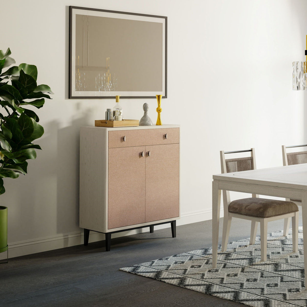 Bar cabinet white and pecan with large storage and soft-close doors by HouseOfZazla on Tampa Home & Garden Store