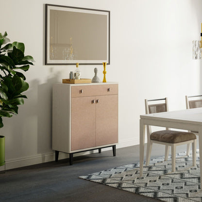 Bar cabinet white and pecan with large storage and soft-close doors by HouseOfZazla on Tampa Home & Garden Store
