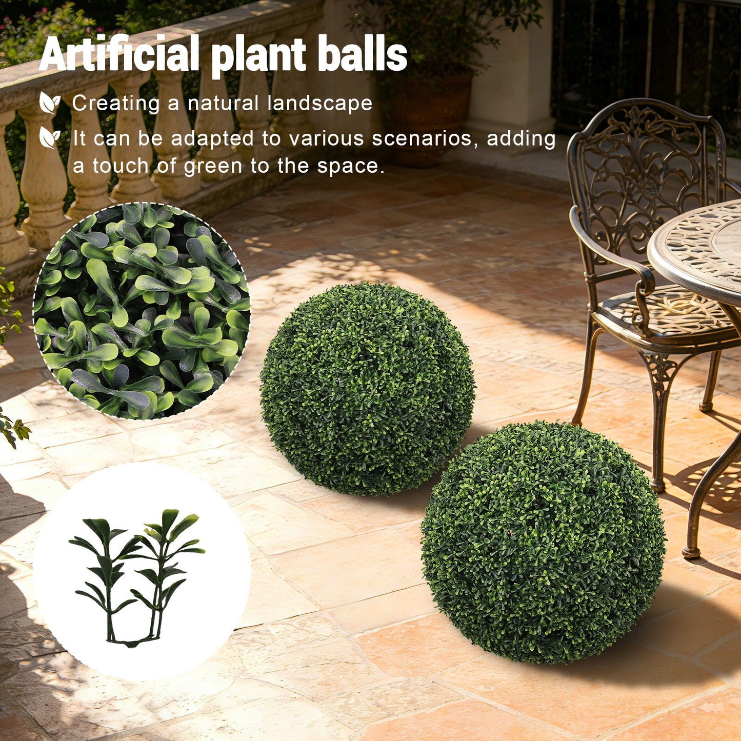 Artificial Green Topiary Balls and Garden Decor