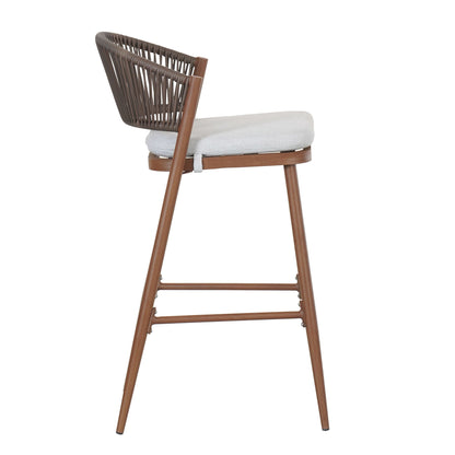 Outdoor Bar Stools With Scallop Cushion And Frame