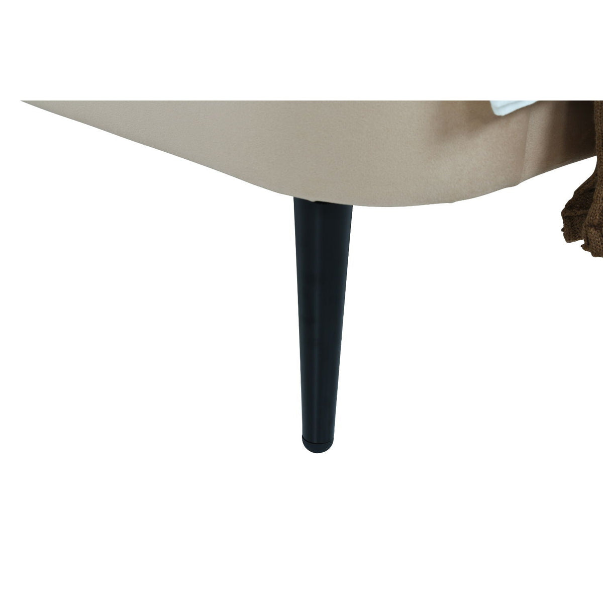 Heather Upholstered Bed with Curved Headboard beige fabric, black tapered leg on Tampa Home & Garden Store