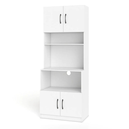 66 Inch Kitchen Pantry Cabinet with Charging Station and Adjustable Shelves for Dining Room