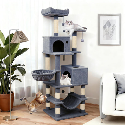 66 Inch Tall Cat Tree Multi-Level Cat Tower with 2 Condos Sisal Scratching Posts - Tampa Home & Garden Store
