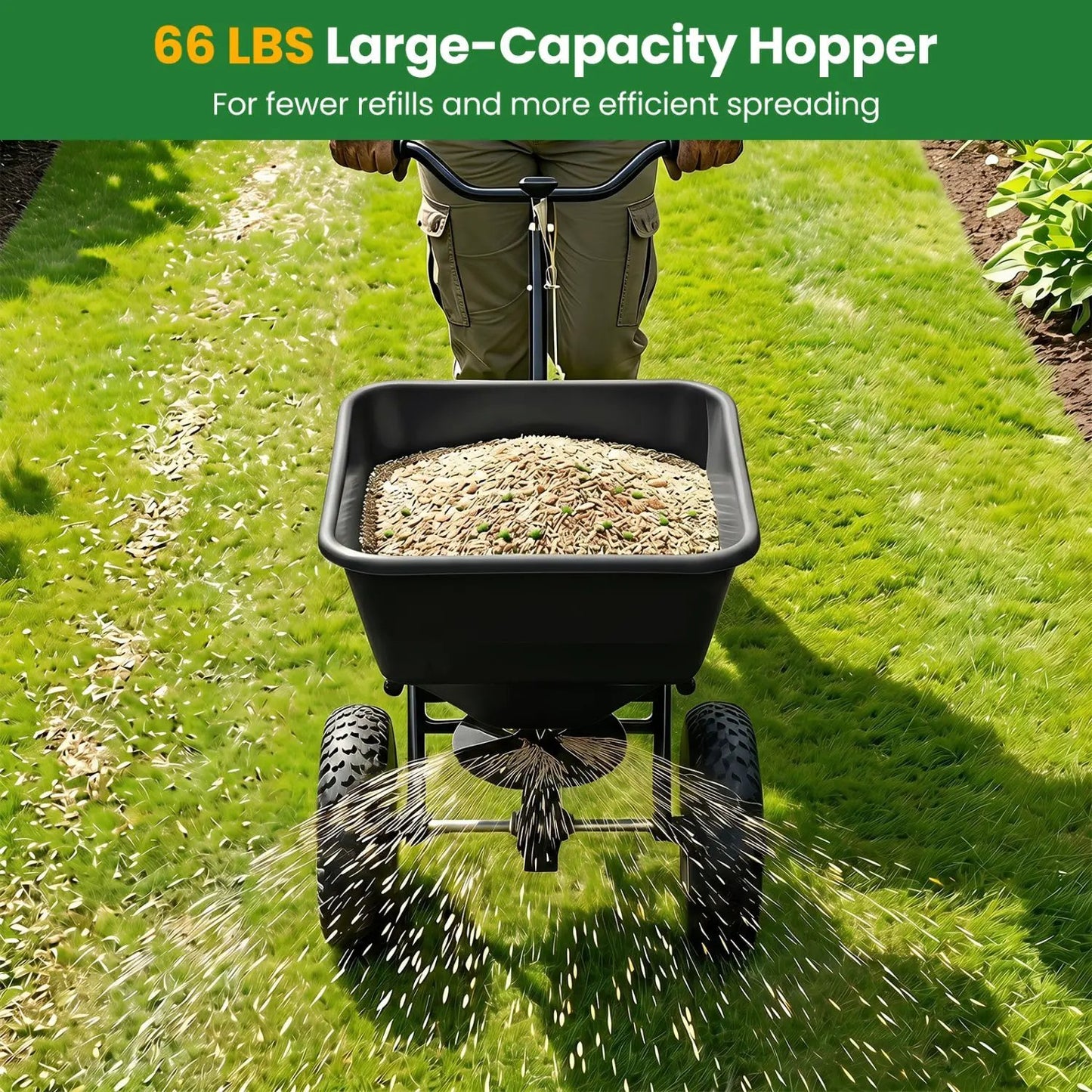 Walk-Behind Broadcast Spreader 66 Lb Capacity