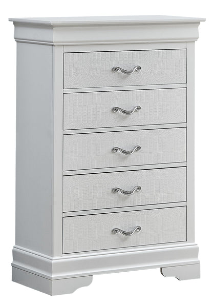 Accent chest with embossed textured front and faux crystal pulls gray silver HouseOfZazla on Tampa Home & Garden Store