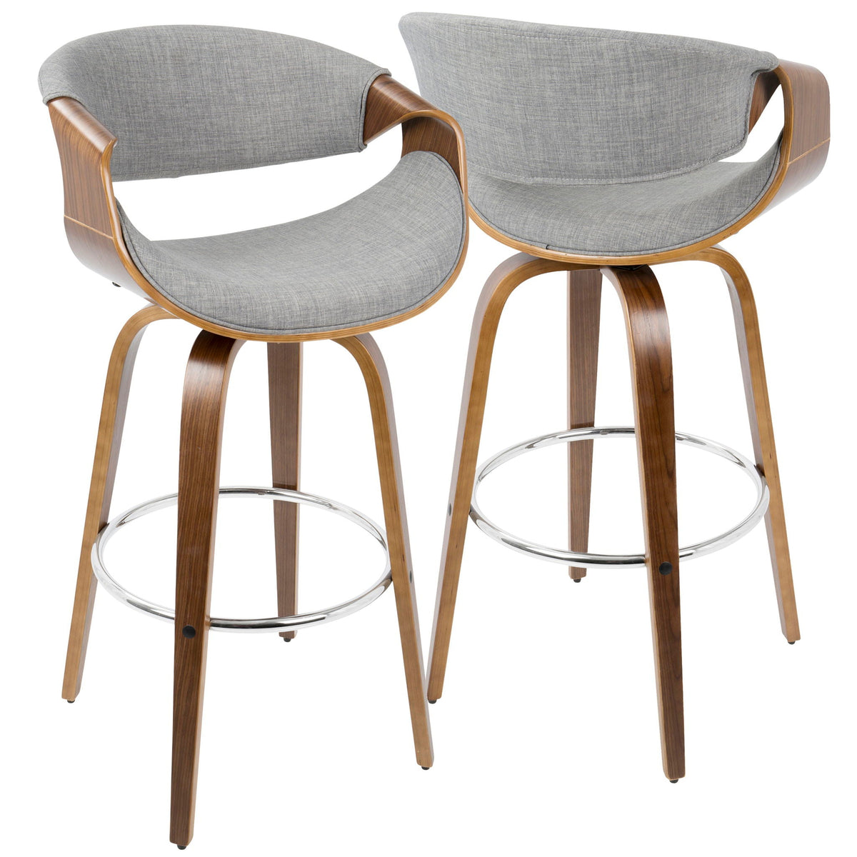Swivel barstool set walnut frame, fabric, footrest, 3 pcs HouseOfZazla on Tampa Home & Garden Store