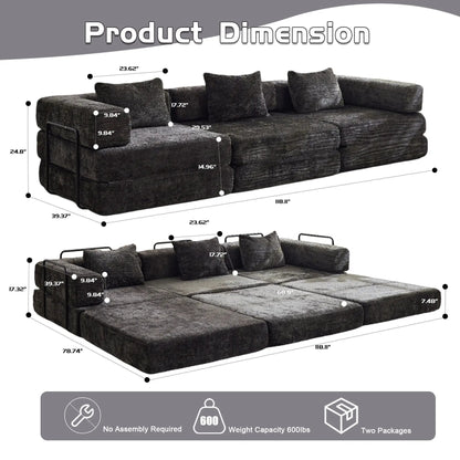 Convertible floor sofa bed futon, charcoal gray fabric, Unique Piece Furniture on Tampa Home & Garden Store