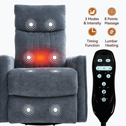Blue heat massage manual recliner chair by HouseOfZazla with remote and massage nodes on Tampa Home & Garden Store