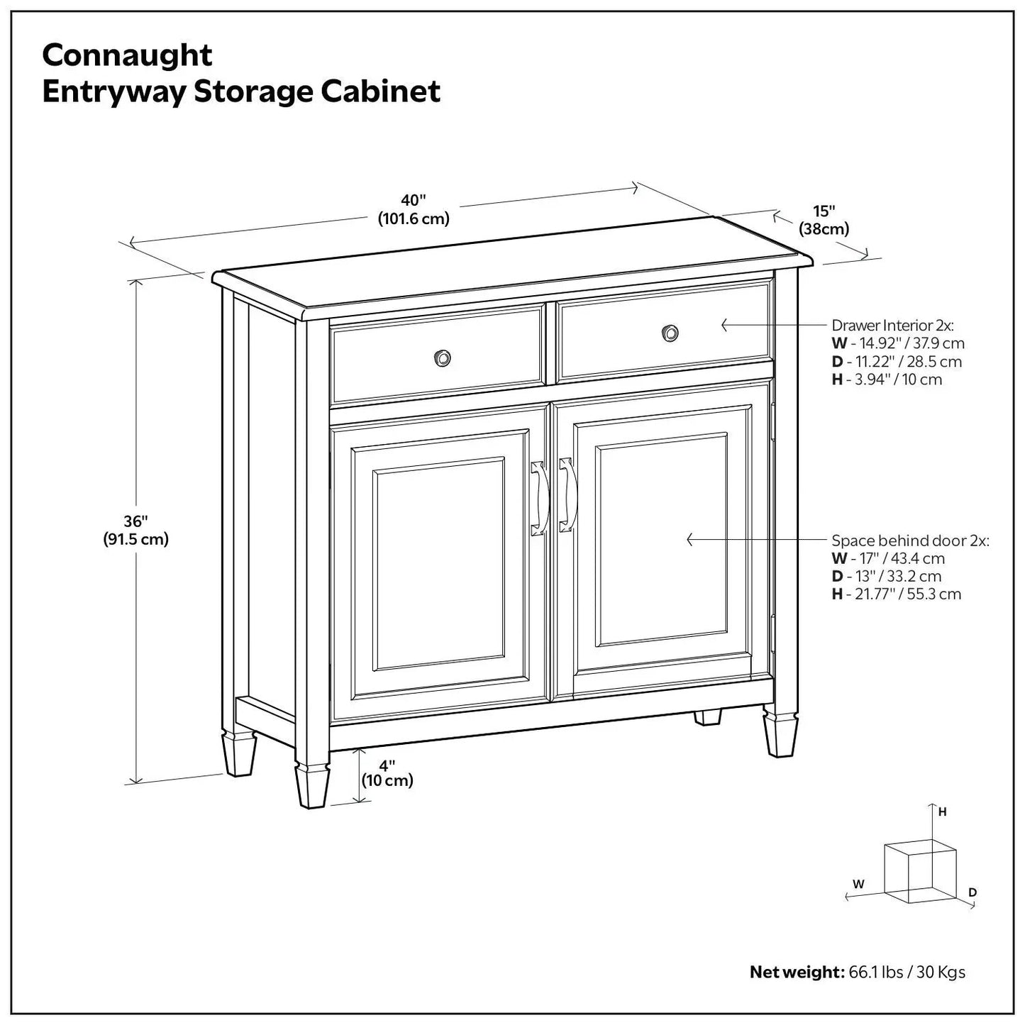 Connaught Solid Wood Entryway Storage Cabinet