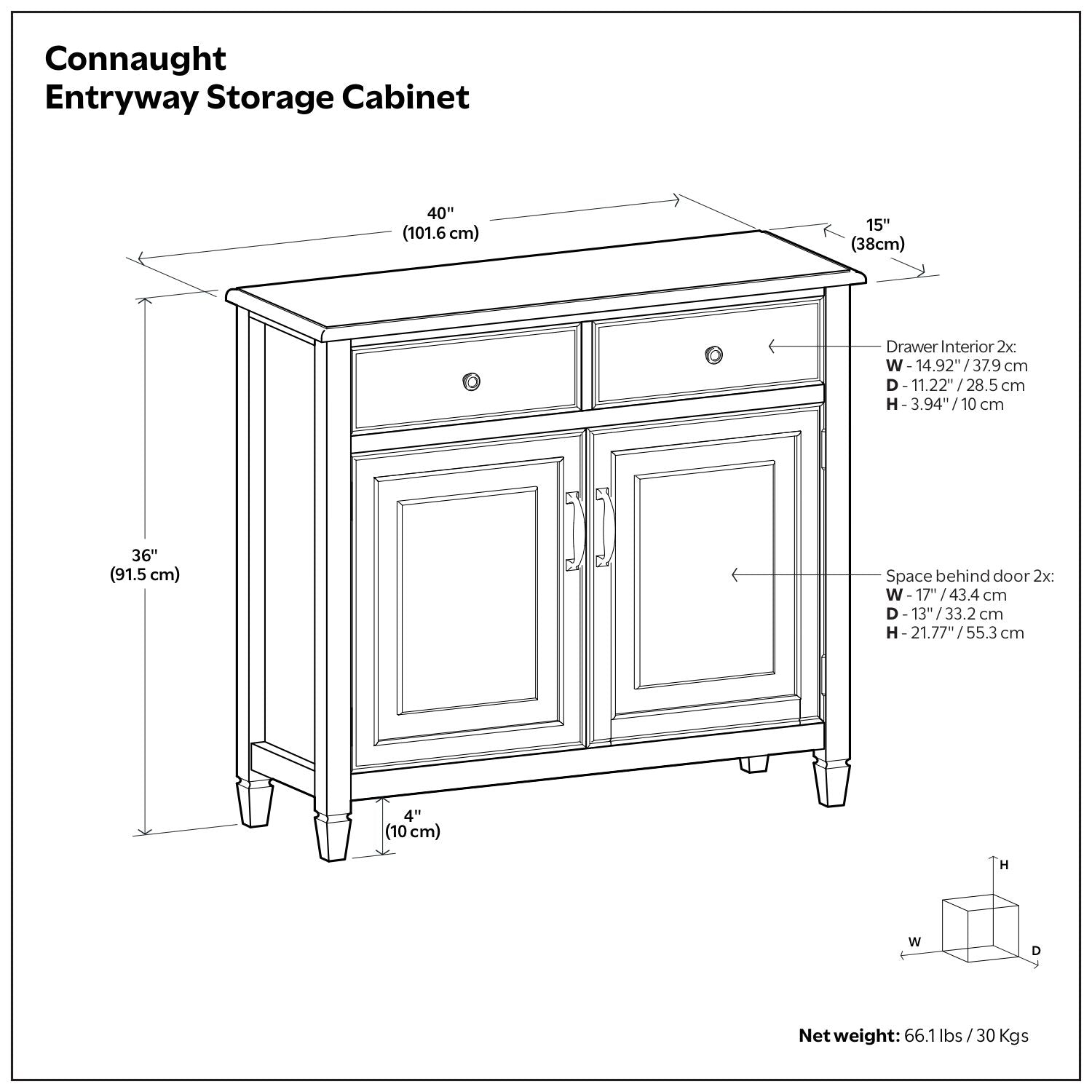 Connaught Storage Cabinet, with 2 top drawers and 2 paneled doors HouseOfZazla on Tampa Home & Garden Store