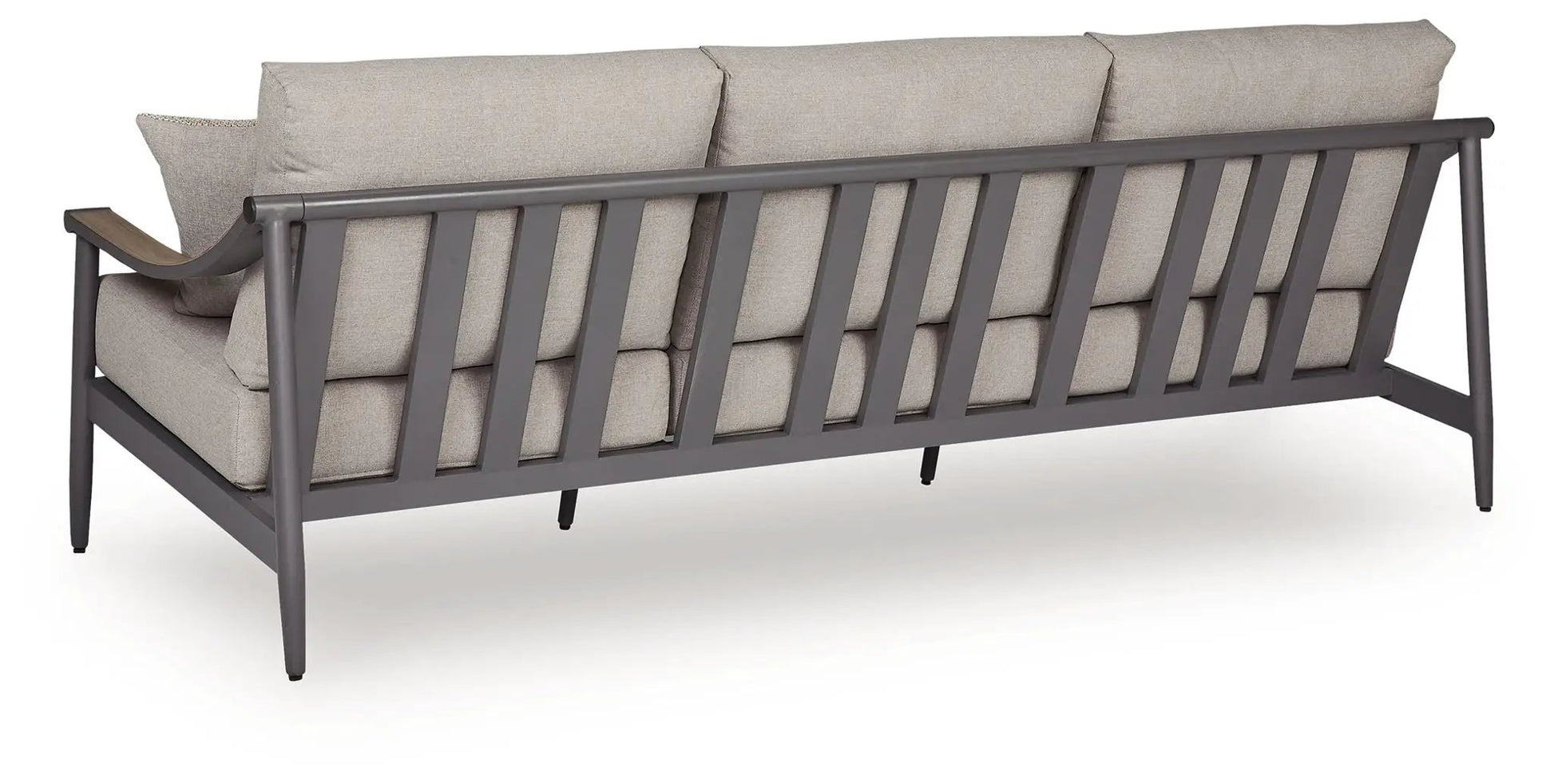 Ocean Beach Sofa with Cushion, gray metal frame and beige cushions, Unique Piece Furniture on Tampa Home & Garden Store