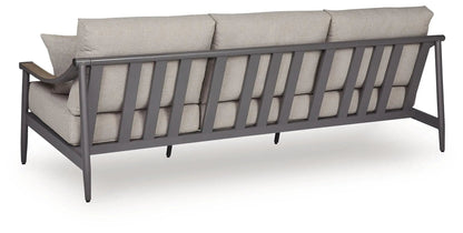 Ocean Beach Sofa with Cushion, gray metal frame and beige cushions, Unique Piece Furniture on Tampa Home & Garden Store