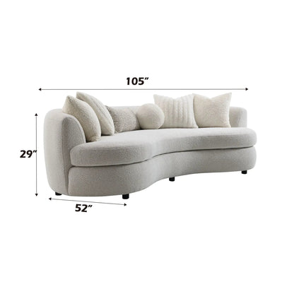 Iniko Boucle Sofa with Toss Pillows, beige boucle fabric, stationary sofa by Unique Piece Furniture on Tampa Home & Garden Store