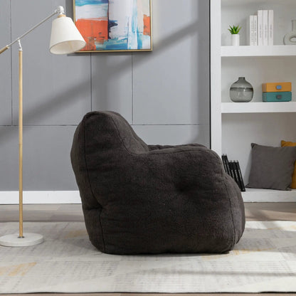 Soft Teddy Fabric Bean Bag Chair With Tufted Foam