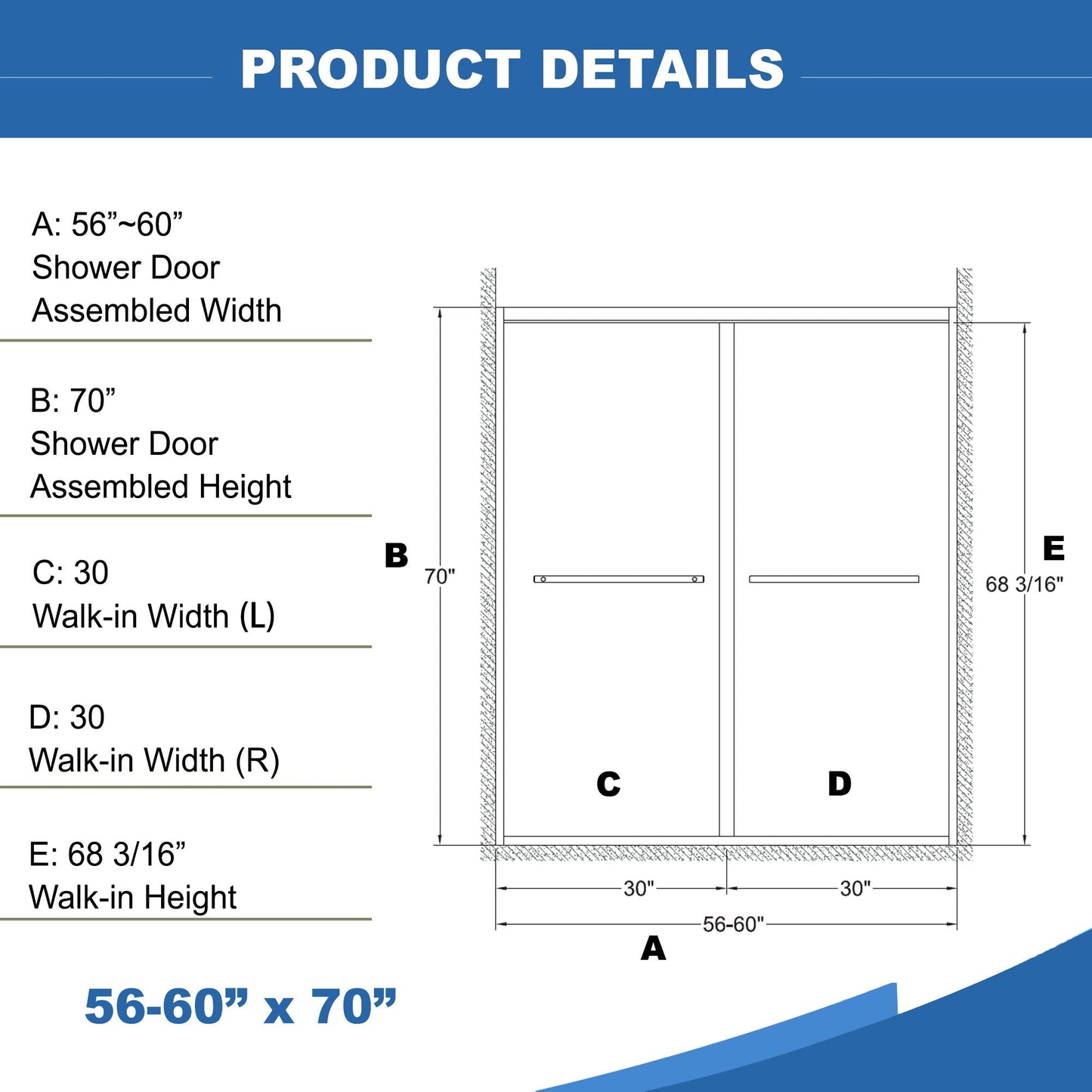 Double Sliding Shower and Matte Black Frame Door