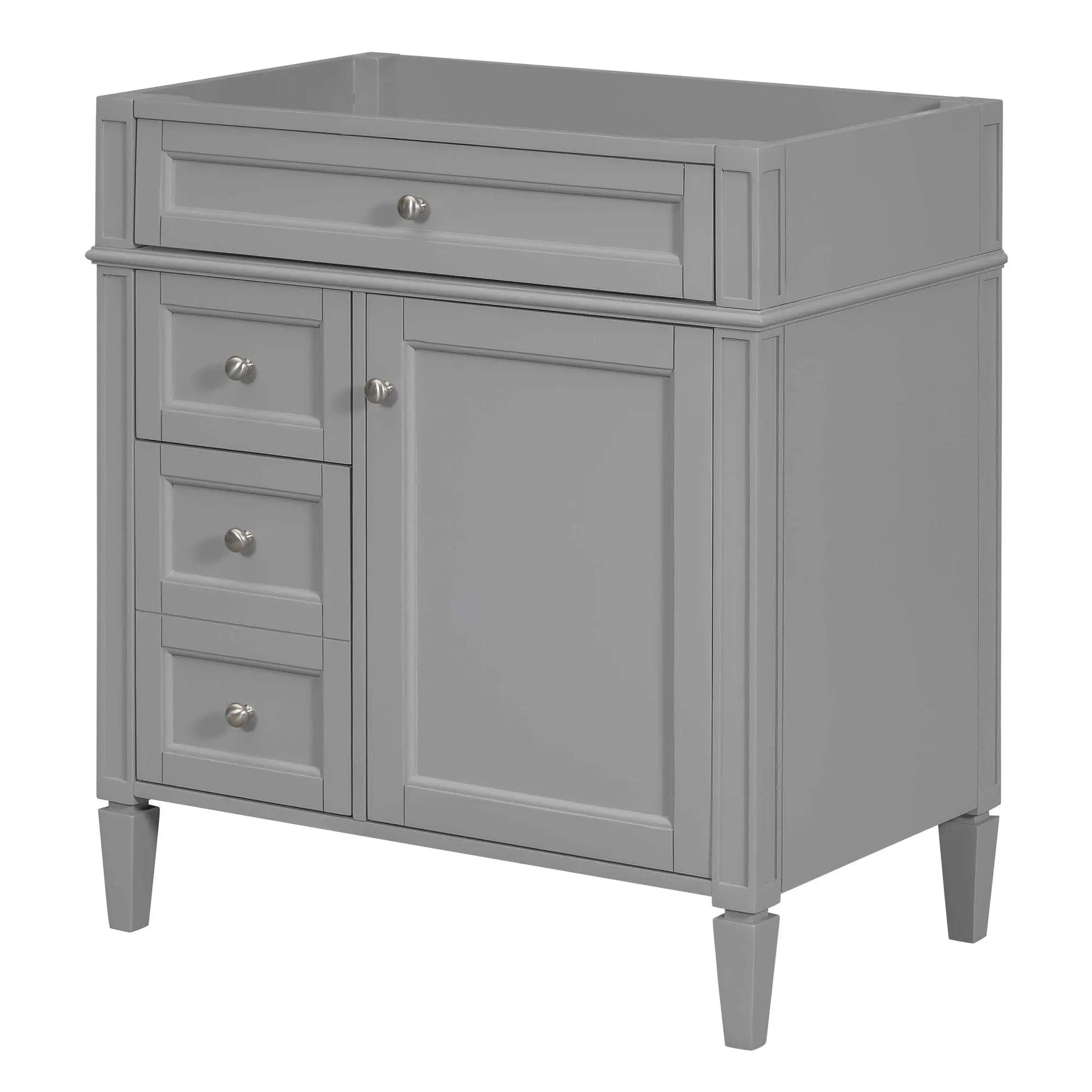 Bathroom vanity base with 2 drawers and tip-out drawer in gray Unique Piece Furniture on Tampa Home & Garden Store