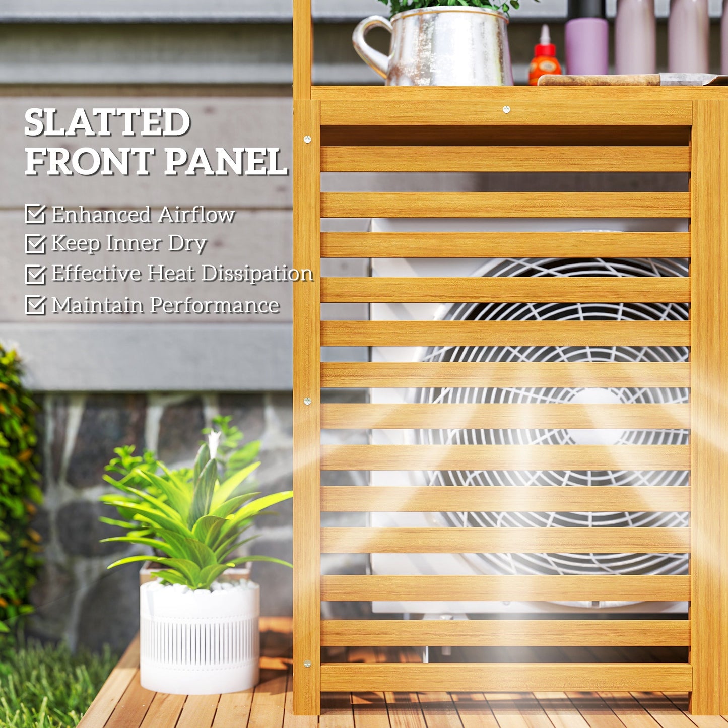 Outsunny Wood Air Fence With Storage Shelves