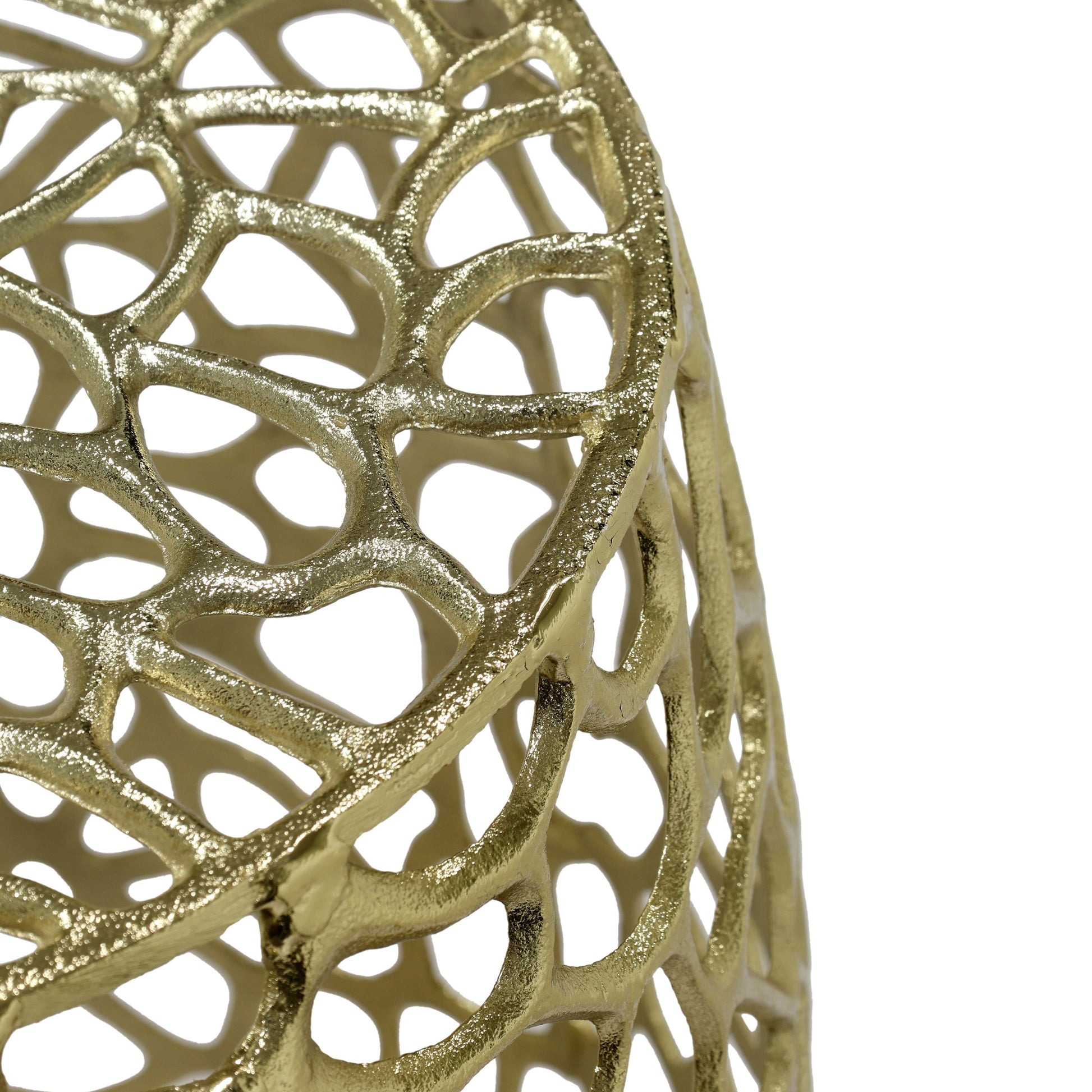 Aluminum drum end table with intricate gold lattice design by HouseOfZazla on Tampa Home & Garden Store