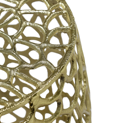 Aluminum drum end table with intricate gold lattice design by HouseOfZazla on Tampa Home & Garden Store