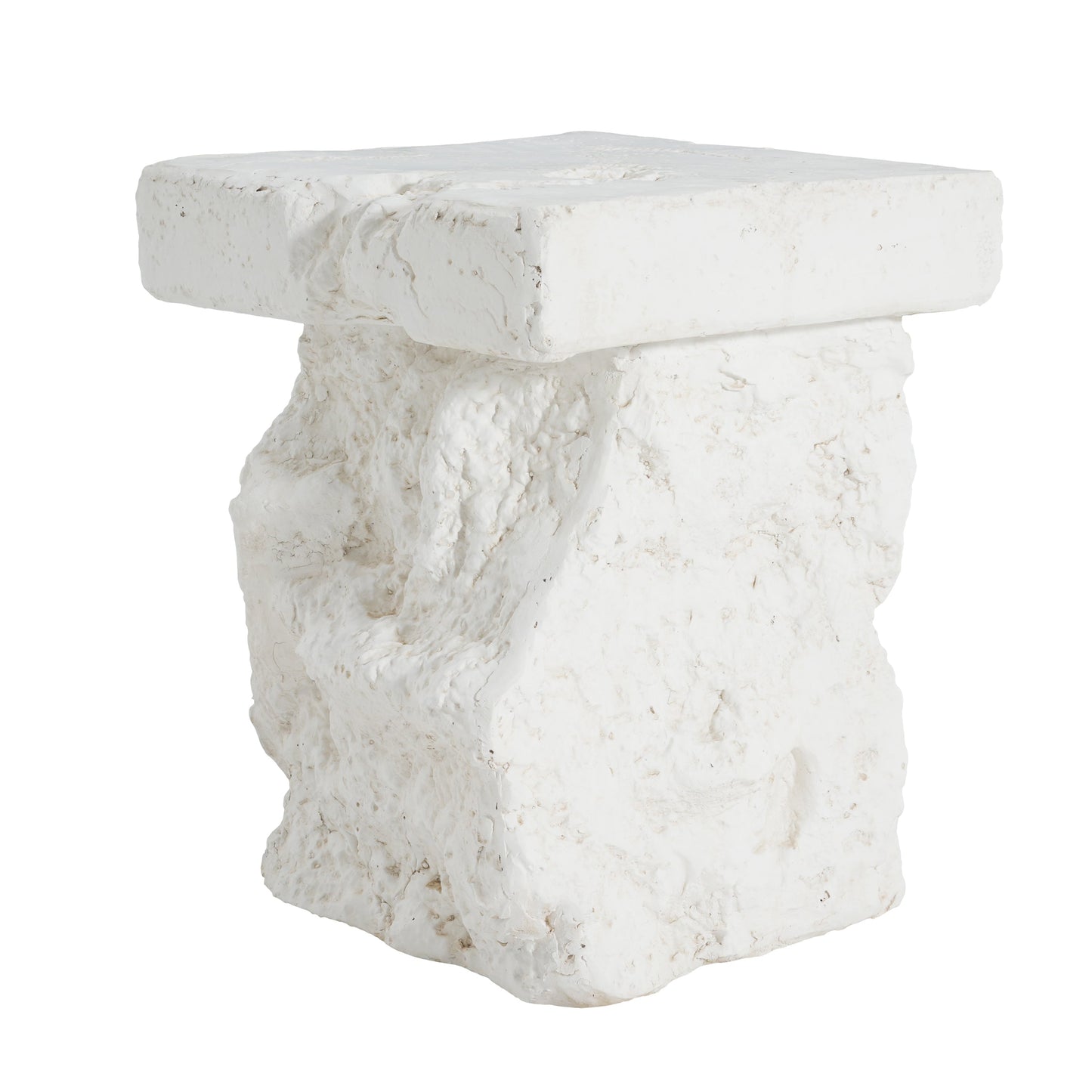 Talia MGO Outdoor Side Table white stone block design with rugged textured finish HouseOfZazla on Tampa Home & Garden Store