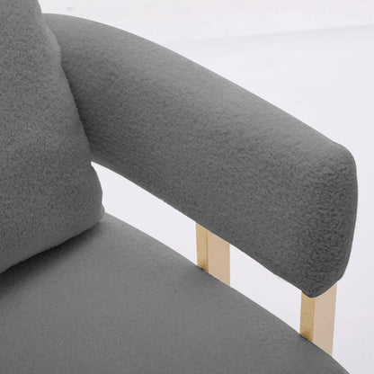 Modern decorative chair teddy fleece gray upholstery with a light wood leg on Tampa Home & Garden Store
